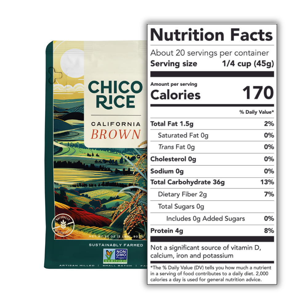 Chico Rice's Brown Rice | Nutrition Facts-with Bag